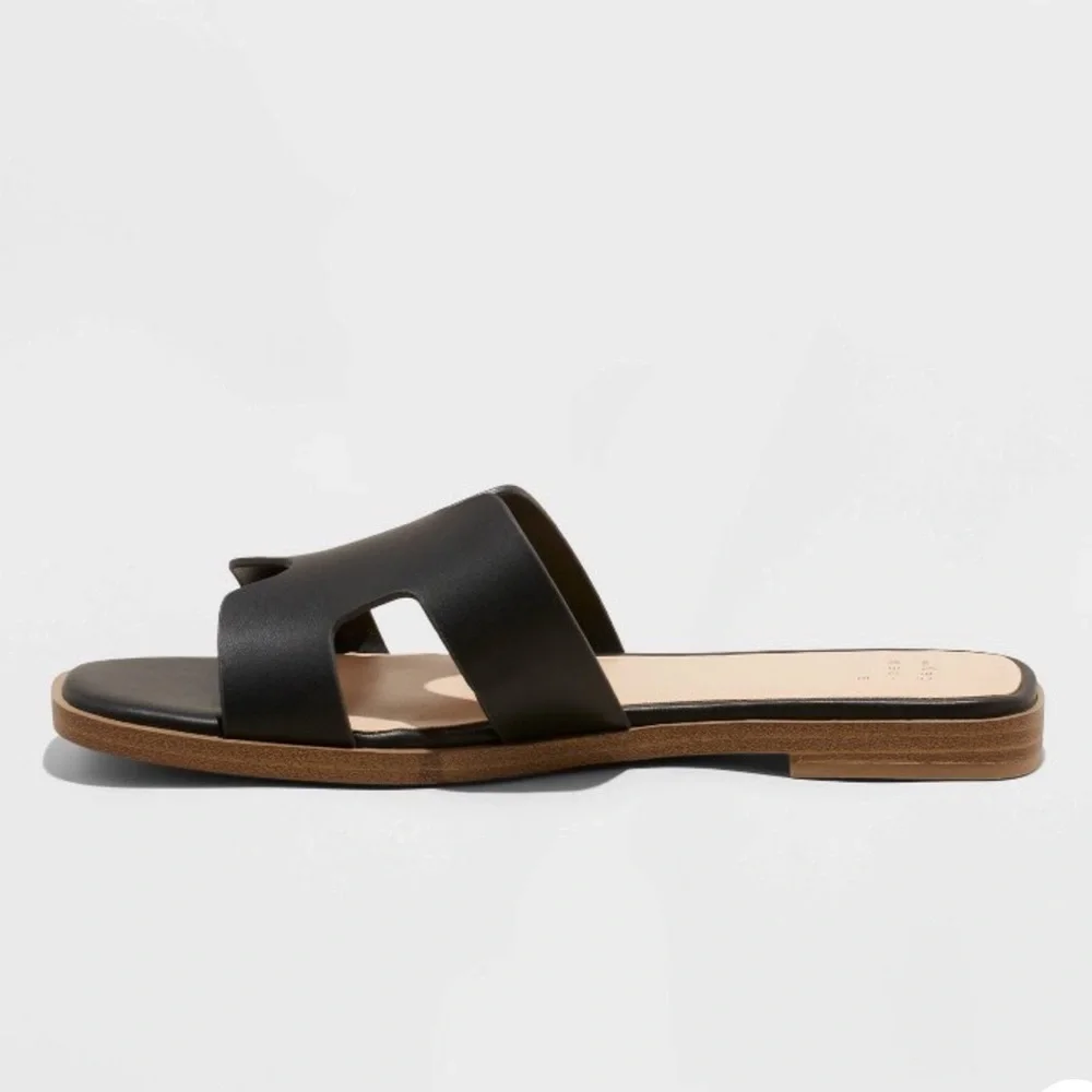NWT Black Slide Sandals by A New Day in sz 9W - Picture 2 of 10